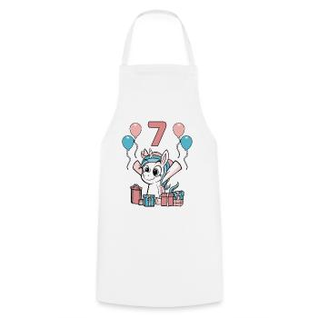 7 Years Unicorn Children's Birthday Girl Gift - Cooking Apron - white - Front - AI Model Male 185 dark (185cm)