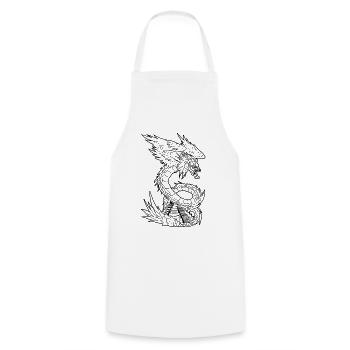 Quetzalcoatl Ancient Aztec Serpent Mayan Tempe - Cooking Apron - white - Front - AI Model Male 185 dark (185cm)
