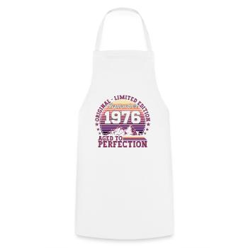 Original September 1976 46th Birthday Gift - Cooking Apron - white - Front - AI Model Male 185 dark (185cm)