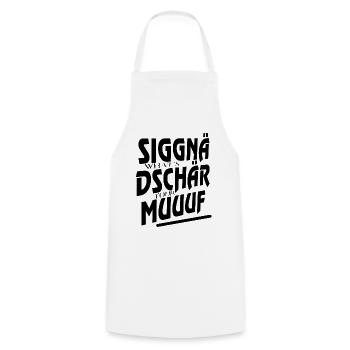 siggnädschär muuuf schwarz - Kochschürze - Weiß - Vorne - AI Model Male 185 dark (185cm)