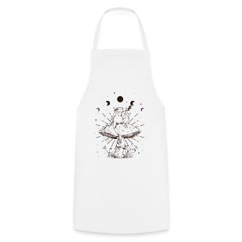 Cottagecore Aesthetic Moon Phases Frog Sipping Tea - Cooking Apron - white - Front - AI Model Male 185 dark (185cm)
