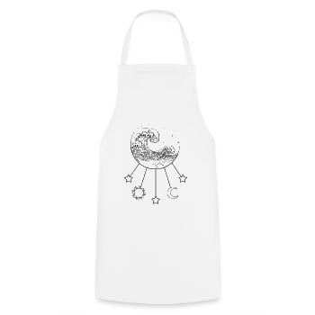 Bohemian Aesthetic Great Wave Off Kanagawa - Cooking Apron - white - Front - AI Model Male 185 dark (185cm)