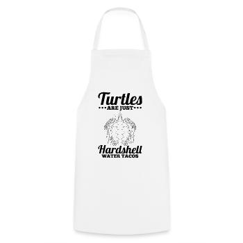 Les tortues drôles ne sont que des tacos aquatiques - Tablier de cuisine - blanc - Devant - AI Model Male 185 dark (185cm)