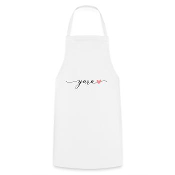 Yara Nom Prénom Calligraphie Script - Tablier de cuisine - blanc - Devant - AI Model Male 185 dark (185cm)