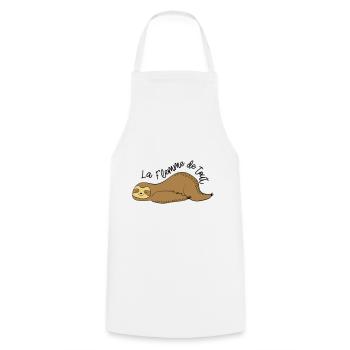 La flemme de tout / paresseux / dormir / fatigue - Tablier de cuisine - blanc - Devant - AI Model Male 185 dark (185cm)