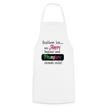 Italy is ... where Amore starts - Cooking Apron - white - Front - AI Model Male 185 dark (185cm)