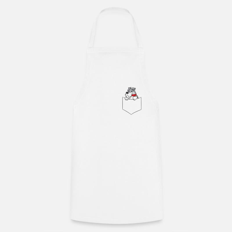 Schnauzer Hund in der Tasche - Kochschürze - Weiß