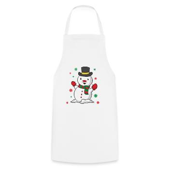 Bonhomme de neige de Noël - Tablier de cuisine - blanc - Devant - AI Model Male 185 dark (185cm)