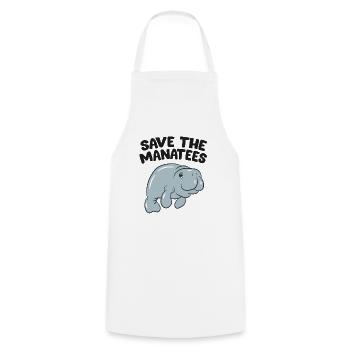Save The Manatees Floats Potatoes Funny Manatee - Cooking Apron - white - Front - AI Model Male 185 dark (185cm)