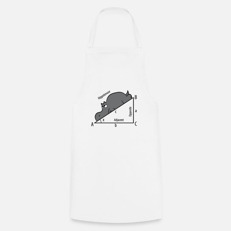 Mathe Pythagoras Hypothenuse Nilpferd Hippo - Kochschürze - Weiß