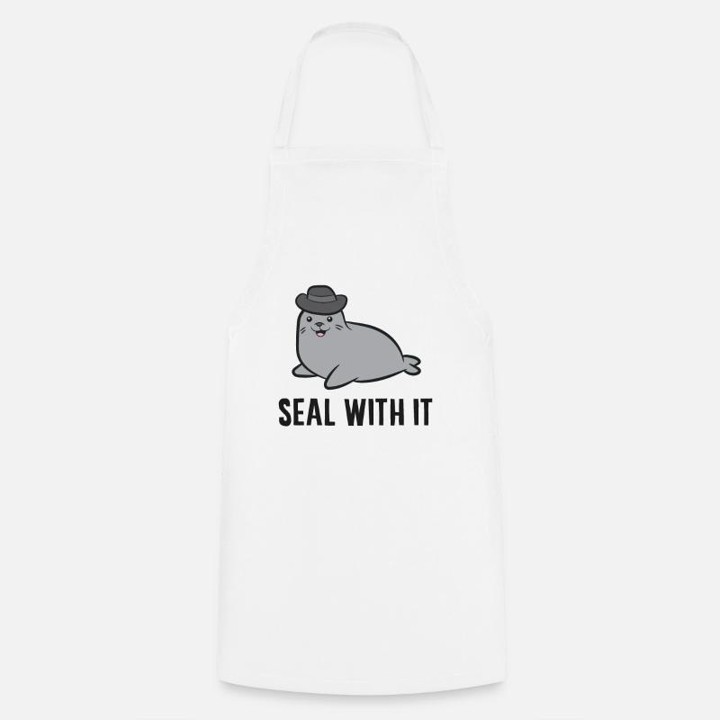Scellez avec lui Mignon sceau - Tablier de cuisine - blanc