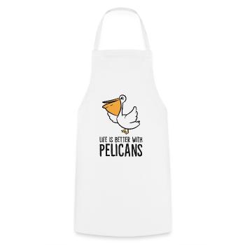 Life Is better With Pelicans - Cooking Apron - white - Front - AI Model Male 185 dark (185cm)