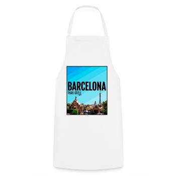 Barcelona City Spain Park Guell Barca - Cooking Apron - white - Front - AI Model Male 185 dark (185cm)