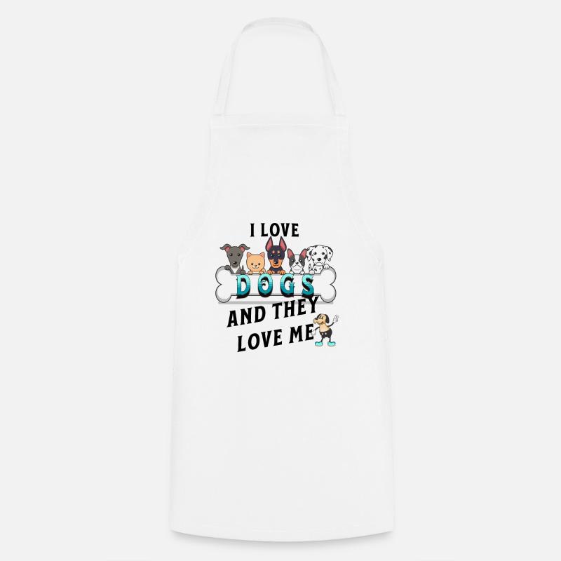 Chien Aime-moi Hundeliebe - Tablier de cuisine - blanc