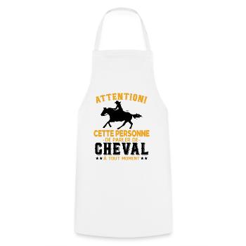 Cette Personne Risque Parler De Cheval Tout Moment - Tablier de cuisine - blanc - Devant - AI Model Male 185 dark (185cm)