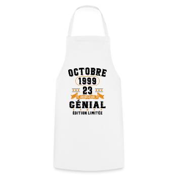 23 Ans Anniversaire Vintage Né(e) en Octobre 1999 - Tablier de cuisine - blanc - Devant - AI Model Male 185 dark (185cm)