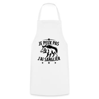 Je Peux Pas J'ai Sanglier Cadeau Chasseur - Tablier de cuisine - blanc - Devant - AI Model Male 185 dark (185cm)
