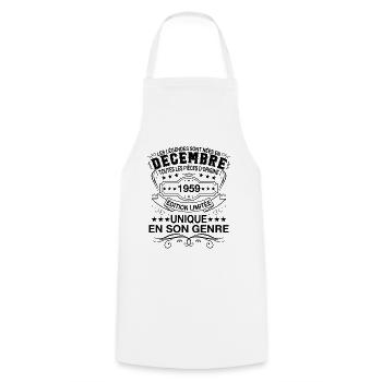 Les légendes sont nées en Décembre 1959 - Tablier de cuisine - blanc - Devant - AI Model Male 185 dark (185cm)