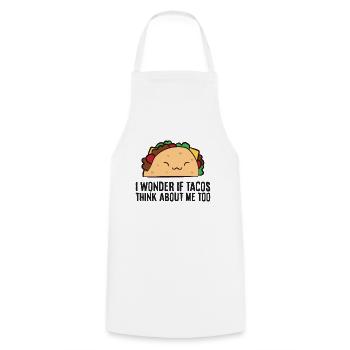 Ich frage mich, ob Tacos auch an mich denken - Kochschürze - Weiß - Vorne - AI Model Male 185 dark (185cm)