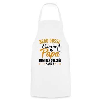 Beau Gosse Comme Papa Cadeau Maman Body Enceinte - Tablier de cuisine - blanc - Devant - AI Model Male 185 dark (185cm)