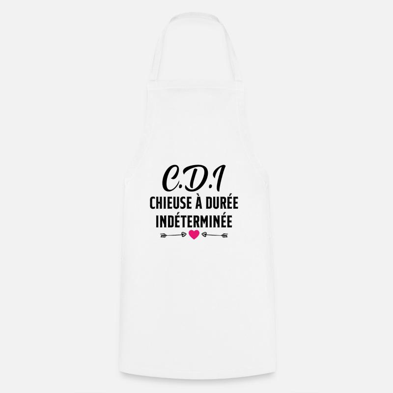 CDI Chieuse à durée indéterminée cadeau humour - Tablier de cuisine - blanc