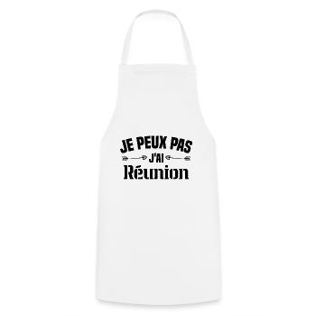 je peux pas j'ai Réunion Cadeau Humour - Tablier de cuisine - blanc - Devant - AI Model Male 185 dark (185cm)