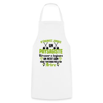 Paysagiste et jardinier cadeau humour - Tablier de cuisine - blanc - Devant - AI Model Male 185 dark (185cm)