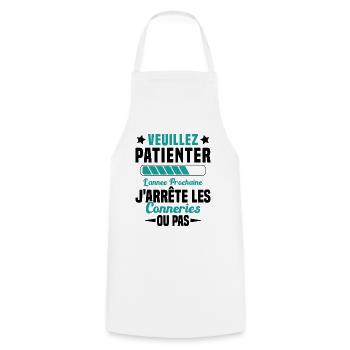 J'arrête les conneries humour - Tablier de cuisine - blanc - Devant - AI Model Male 185 dark (185cm)