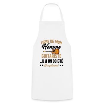 fière de mon homme guitariste - Tablier de cuisine - blanc - Devant - AI Model Male 185 dark (185cm)