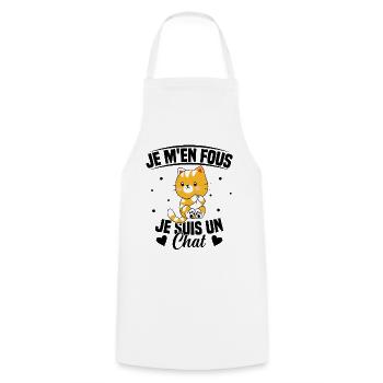 Je m'en fous Je suis un Chat Humour Chat Chaton - Tablier de cuisine - blanc - Devant - AI Model Male 185 dark (185cm)