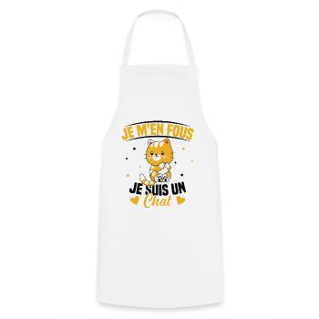 Je m'en fous Je suis un Chat Humour Chat Chaton - Tablier de cuisine - blanc - Devant - AI Model Male 185 dark (185cm)