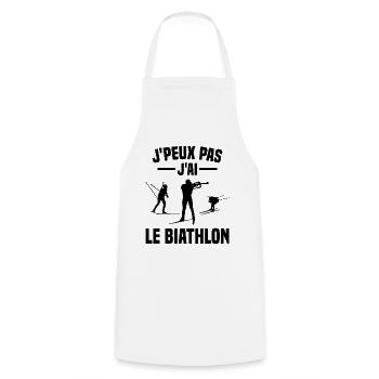 Je peux pas j'ai biathlon humour cadeau - Tablier de cuisine - blanc - Devant - AI Model Male 185 dark (185cm)
