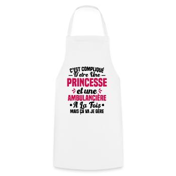 Princesse et Ambulancière Cadeau Humour - Tablier de cuisine - blanc - Devant - AI Model Male 185 dark (185cm)