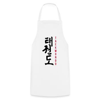 Taekwondo / Taekwondoin / Tae Kwo Do / Kampfkünste - Kochschürze - Weiß - Vorne - AI Model Male 185 dark (185cm)