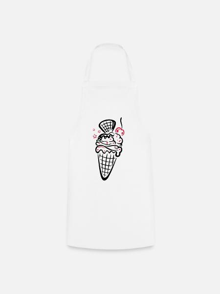 Eis, ice, Eiswaffel mit Kirsche - Tablier de cuisine - blanc