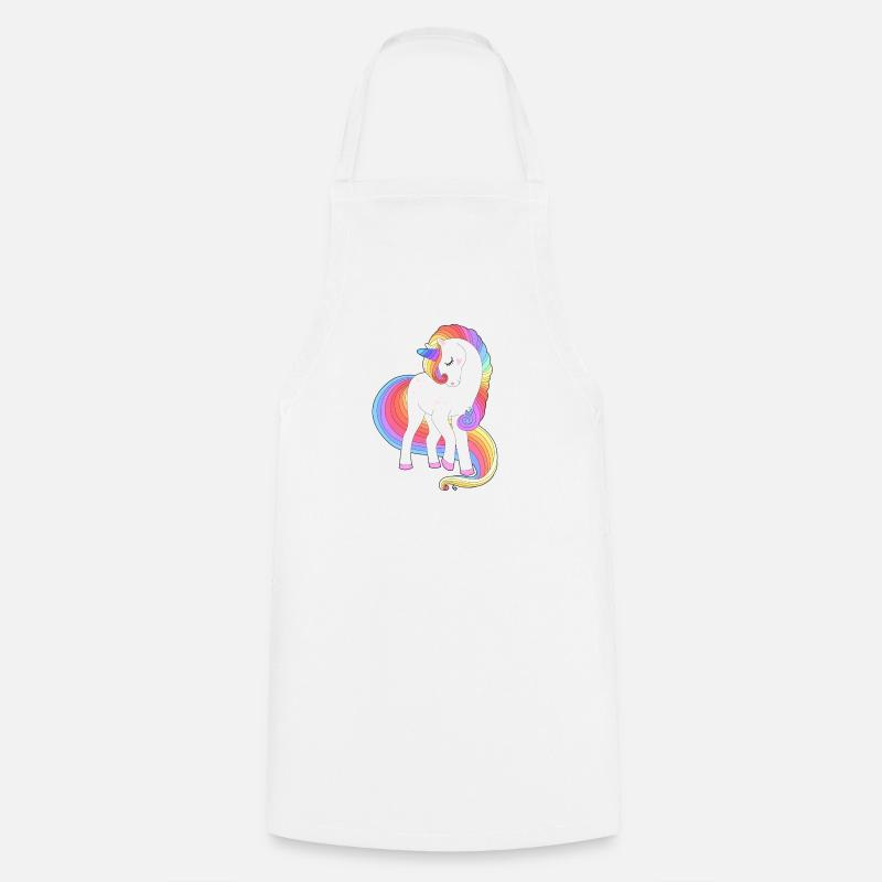Enchanted Rainbow Mane Unicorn - Cooking Apron - white