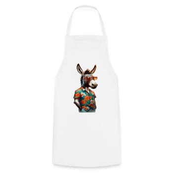 Drôle d’âne en chemise hawaïenne avec lunettes de soleil - Tablier de cuisine - blanc - Devant - AI Model Male 185 dark (185cm)