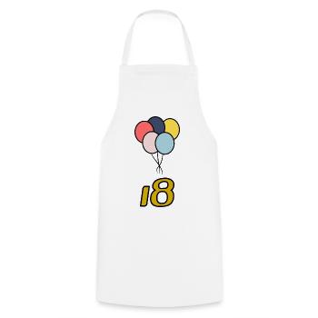 18. 18 YEARS OLD. 18th ANNIVERSARY. 18 BIRTHDAY. - Cooking Apron - white - Front - AI Model Male 185 dark (185cm)