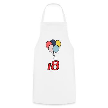 18. 18 YEARS OLD. 18th ANNIVERSARY. 18 BIRTHDAY. - Cooking Apron - white - Front - AI Model Male 185 dark (185cm)