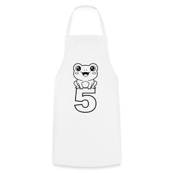 Grenouille joyeuse avec le chiffre 5 (dessin animé) - Tablier de cuisine - blanc - Devant - AI Model Male 185 dark (185cm)