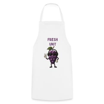 FRESH UNIT Grape with Headphones - Cooking Apron - white - Front - AI Model Male 185 dark (185cm)