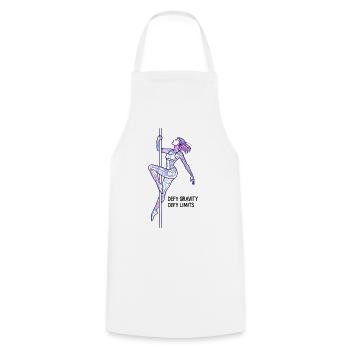 Art en ligne de pole dance – Cadeau de la femme forte - Tablier de cuisine - blanc - Devant - AI Model Male 185 dark (185cm)