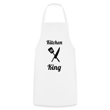 Kitchen King: The King of the Pro Stove - Cooking Apron - white - Front - AI Model Male 185 dark (185cm)