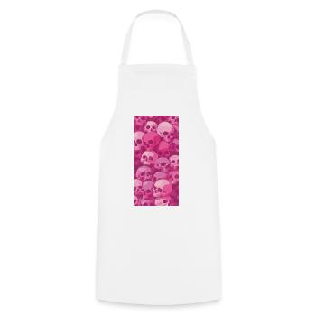 Motif de crâne rose - Tablier de cuisine - blanc - Devant - AI Model Male 185 dark (185cm)