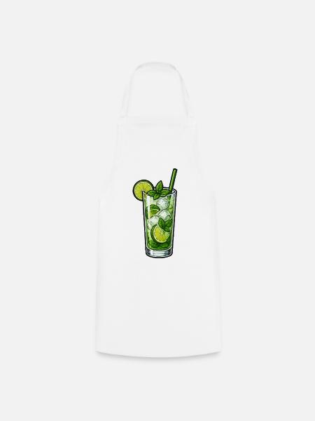 Minze Limette Mojito Illustration - Kochschürze - Weiß