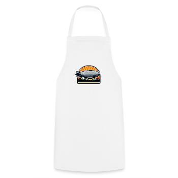 Sonnenaufgang Zeppelin über Bergen - Kochschürze - Weiß - Vorne - AI Model Male 185 dark (185cm)