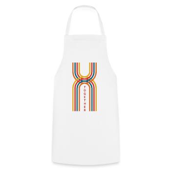 Together - Retro Rainbow Line - Cooking Apron - white - Front - AI Model Male 185 dark (185cm)