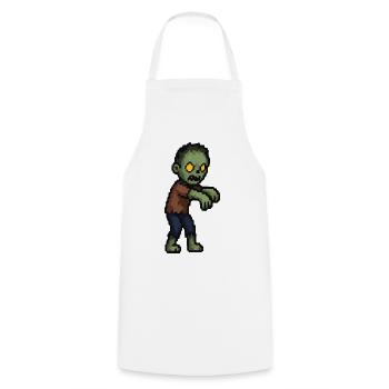 Pixelzombie mit Gelben Augen - Kochschürze - Weiß - Vorne - AI Model Male 185 dark (185cm)