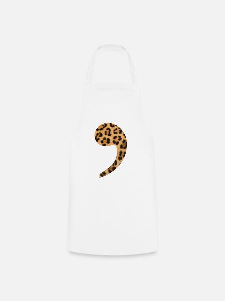 Leopard komma Trend Geschenkidee Interpunktion - Kochschürze - Weiß