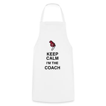 Coach Coaching Trainer Sport Entraineur Team - Cooking Apron - white - Front - AI Model Male 185 dark (185cm)